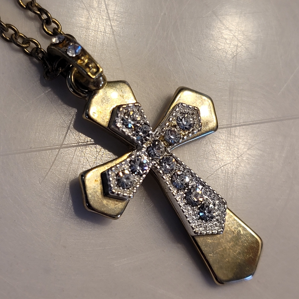 Cross Necklace Gold-tone Cross With Sparkling Crystal Accents - Picture 7 of 16